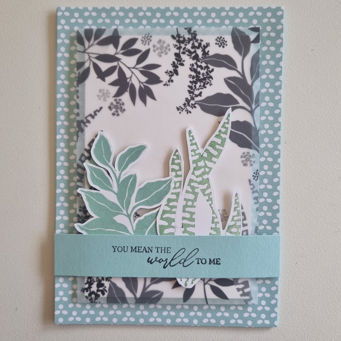 'You Mean The World To Me' Handmade Card With Envelope