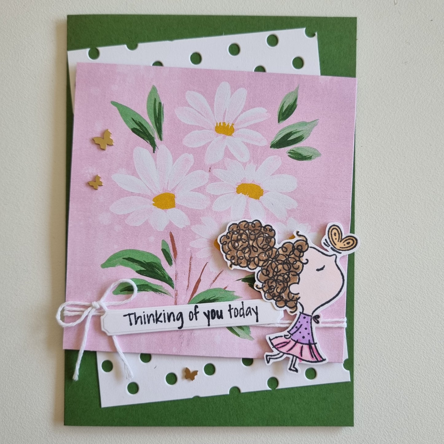 'Thinking Of You Today' Handmade Card With Envelope