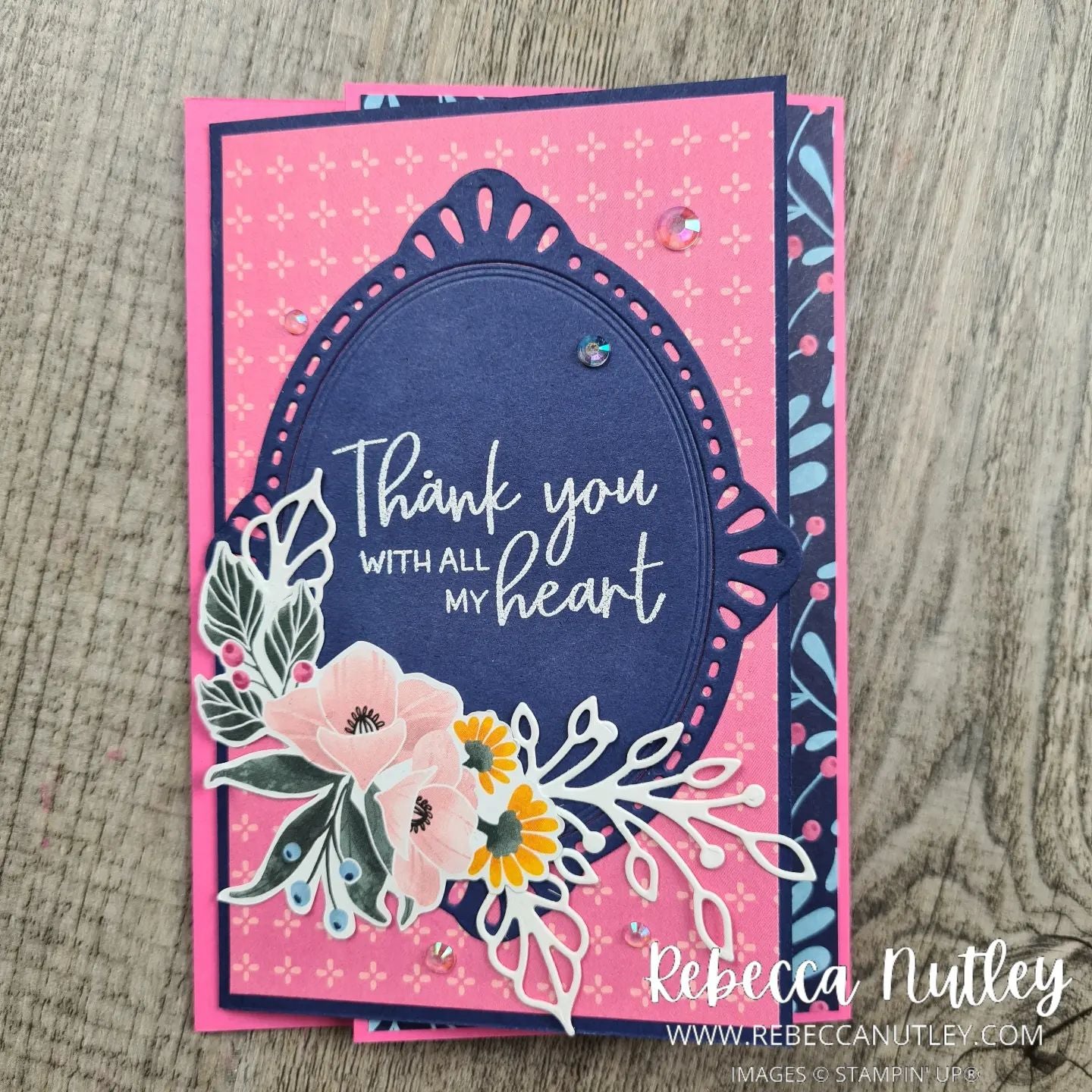 'Thankyou With All My Heart' Handmade Card With Envelope