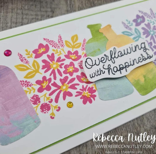'Overflowing With Happiness' Handmade Slim Line Card