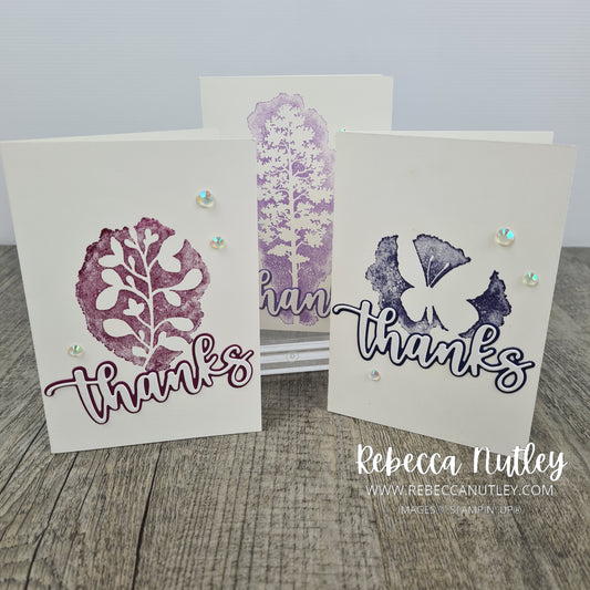 Set of 3 Thanks Handmade Note Cards With Envelopes