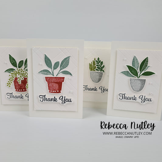 Set of 4 Plant Thanks Handmade Note Cards With Envelopes