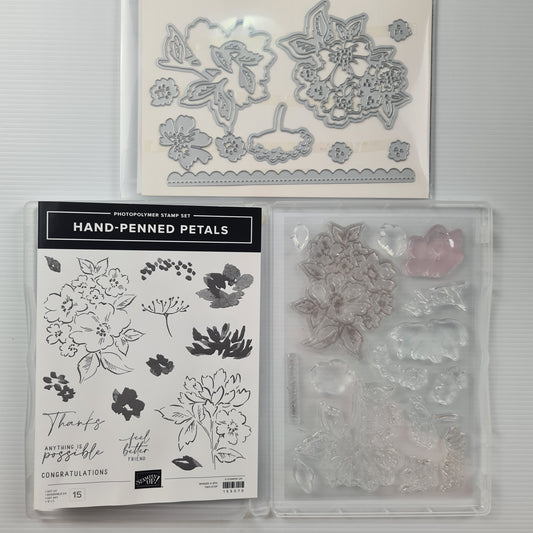 Used Stampin' Up 'Hand-Penned Petals' Stamp & Dies Set
