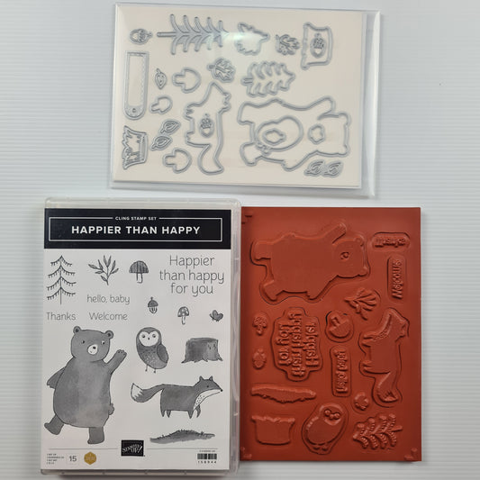 Stampin' Up 'Happier Than Happy' Stamp & Die Set Lightly Used