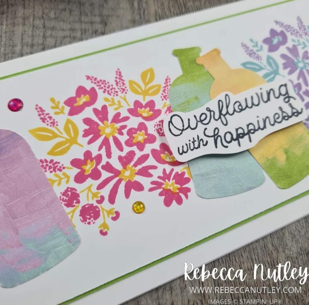 'Overflowing With Happiness' Handmade Slim Line Card