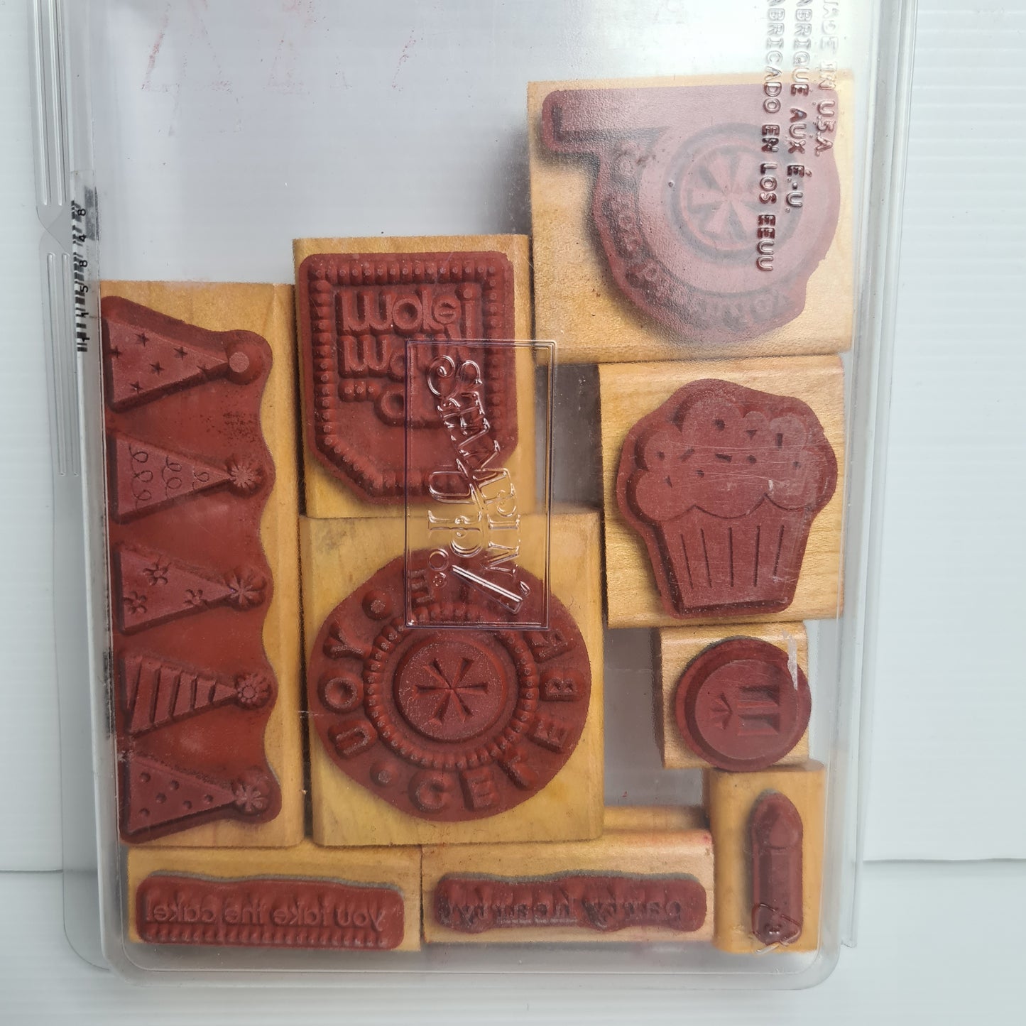 Party Hearty Stampin' Up Wood Mount x9 Stamp In Good Condition